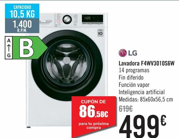 Oferta de LG Lavadora F4WW3010S6W  por 499€