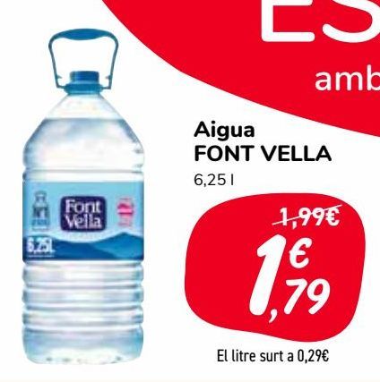 Oferta de Agua FONT VELLA  por 1,79€