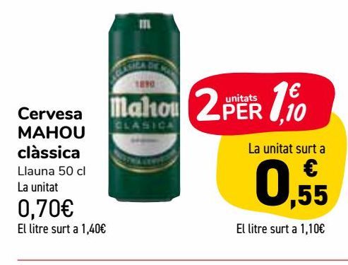 Oferta de Cerveza MAHOU Clásica por 0,7€