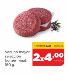 Oferta de Punidad 2,25 12.50  Vacuno mayor selección burger meat, 180 g  2x4,00  11,110/kg  por 