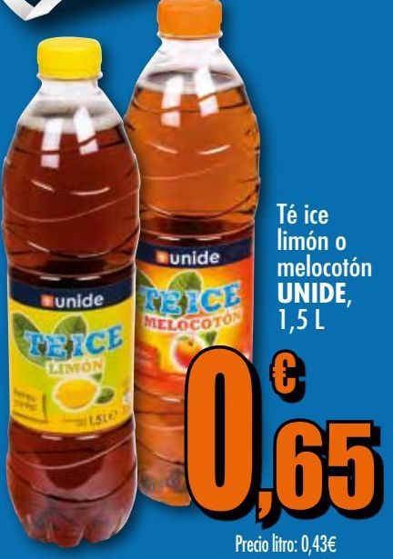 Oferta de Té ice limón o melocotón UNIDE por 0,65€