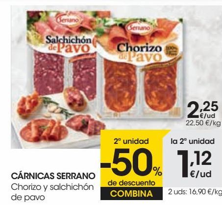 Oferta de CÁRNICAS SERRANO Chorizo y salchichón de pavo por 2,25€