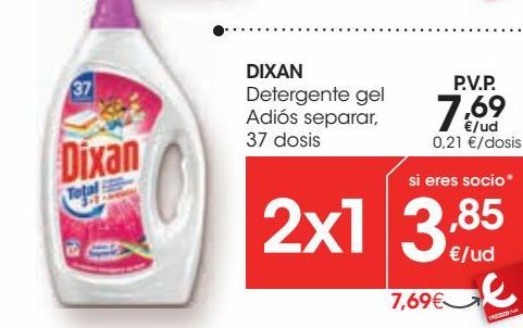 Oferta de DIXAN Detergente gel Adiós separar, 37 dosis por 7,69€