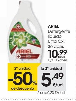 Oferta de ARIEL Detergente líquido Ultra Oxi, 36 dosis por 10,99€