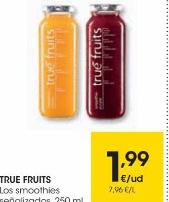 Oferta de TRUE FRUITS Los smoothies señalizados 250 ml por 1,99€