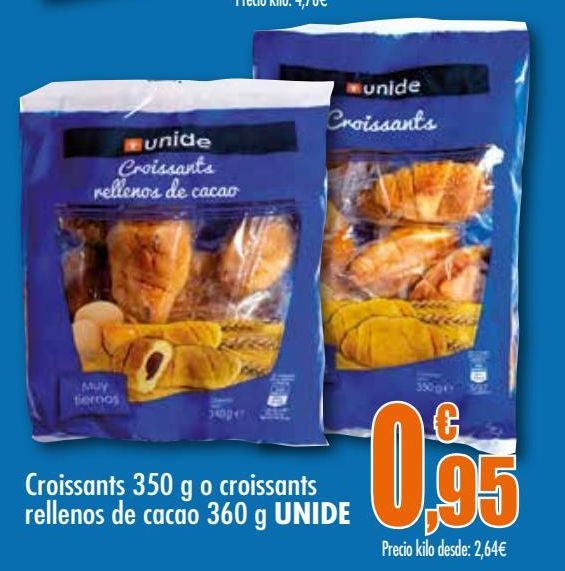 Oferta de Croissants 350g o croissants rellenos de cacao 360g Unide por 0,95€