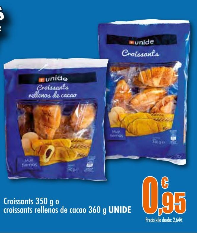 Oferta de Croissants 350g o croissants rellenos de cacao 360g Unide por 0,95€