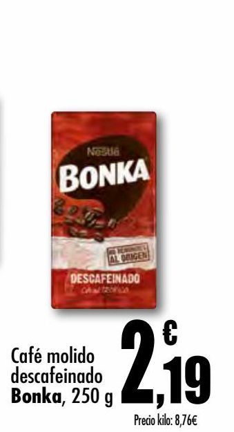 Oferta de Café molido descafeinado 250g Bonka por 2,19€