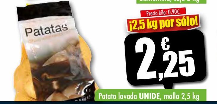 Oferta de Patata lavada malla 2,5Kg Unide por 2,25€