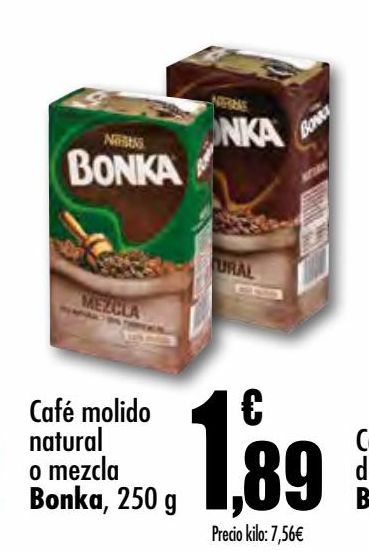 Oferta de Café molido natural o mezcla 250g Bonka por 1,89€