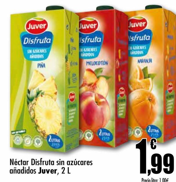 Oferta de Néctar Disfruta sin azúcares añadidos 2L Juver por 1,99€