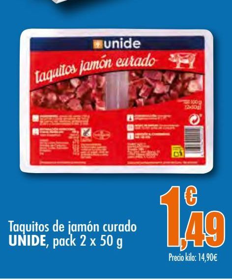 Oferta de Taquitos de jamón curado pack 2 Unide por 1,49€