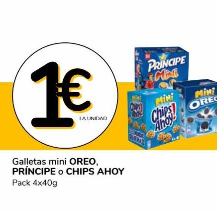 Oferta de Galletas mini OREO, PRINCIPE o CHIPS AHOY por 1€