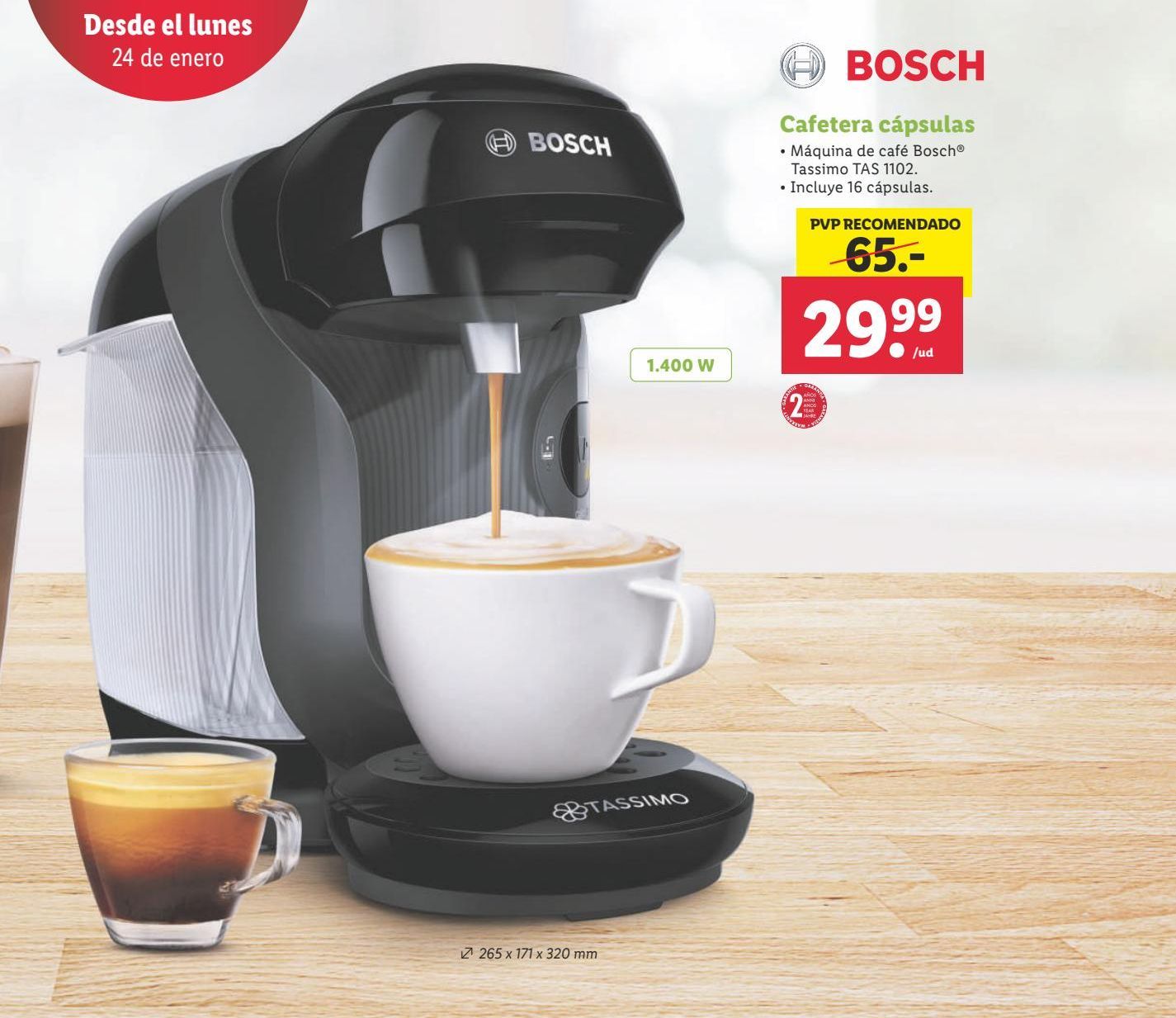 Oferta de Cafetera de cápsulas Bosch por 29,99€
