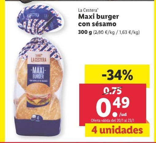 Oferta de Pan de hamburguesa La Cestera por 0,49€