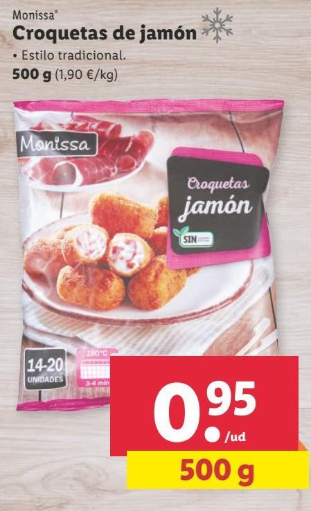 Oferta de Croquetas de jamón Monissa por 0,95€