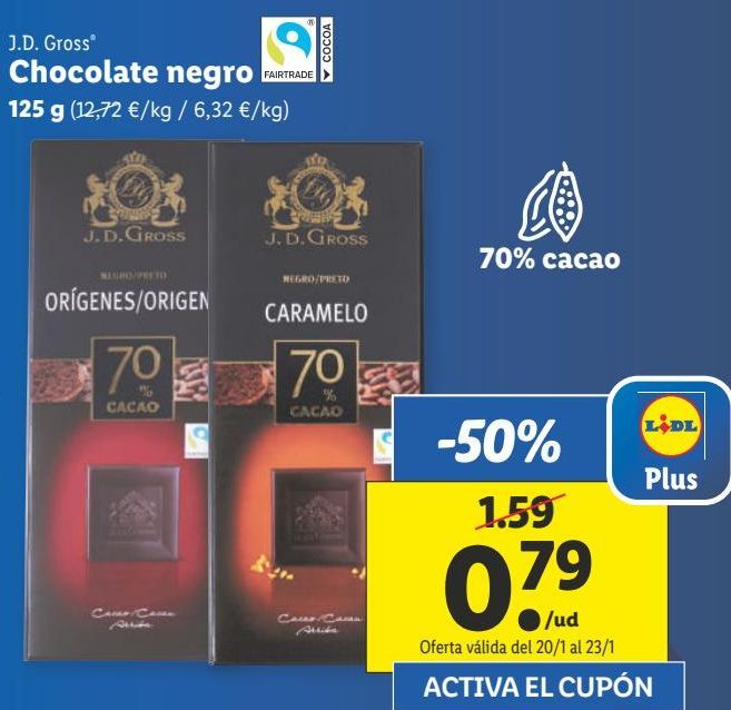 Oferta de Chocolate negro J. D. Gross por 0,79€