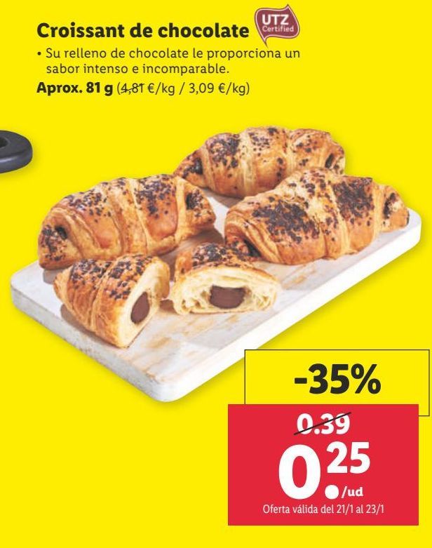 Oferta de Croissants de chocolate por 0,25€