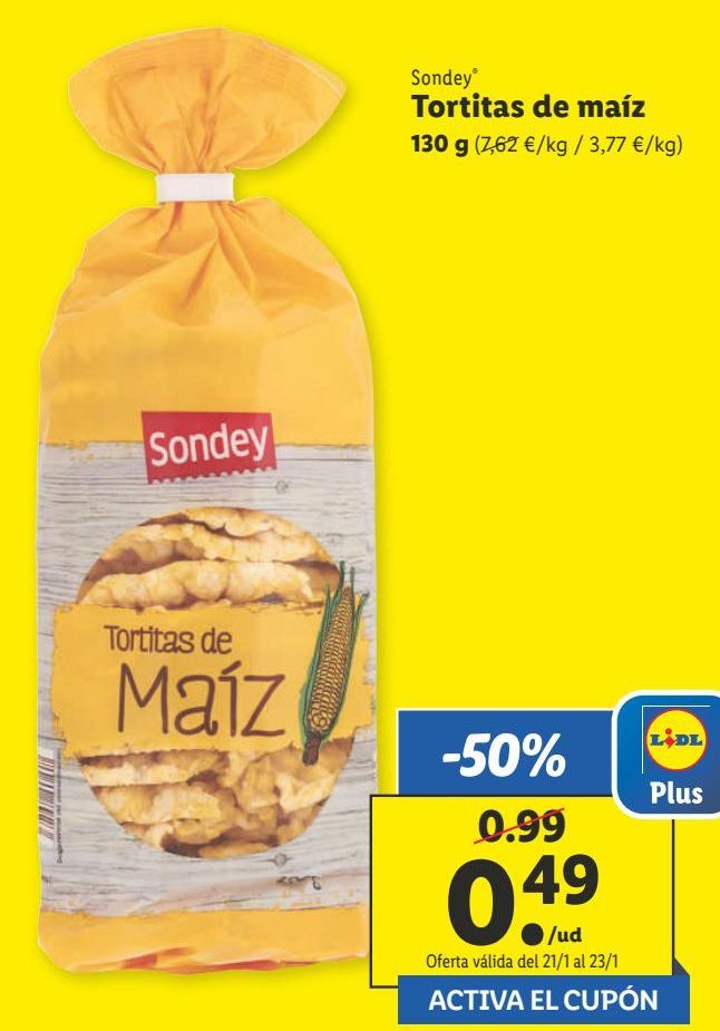 Oferta de Tortitas de maíz sondey por 0,49€