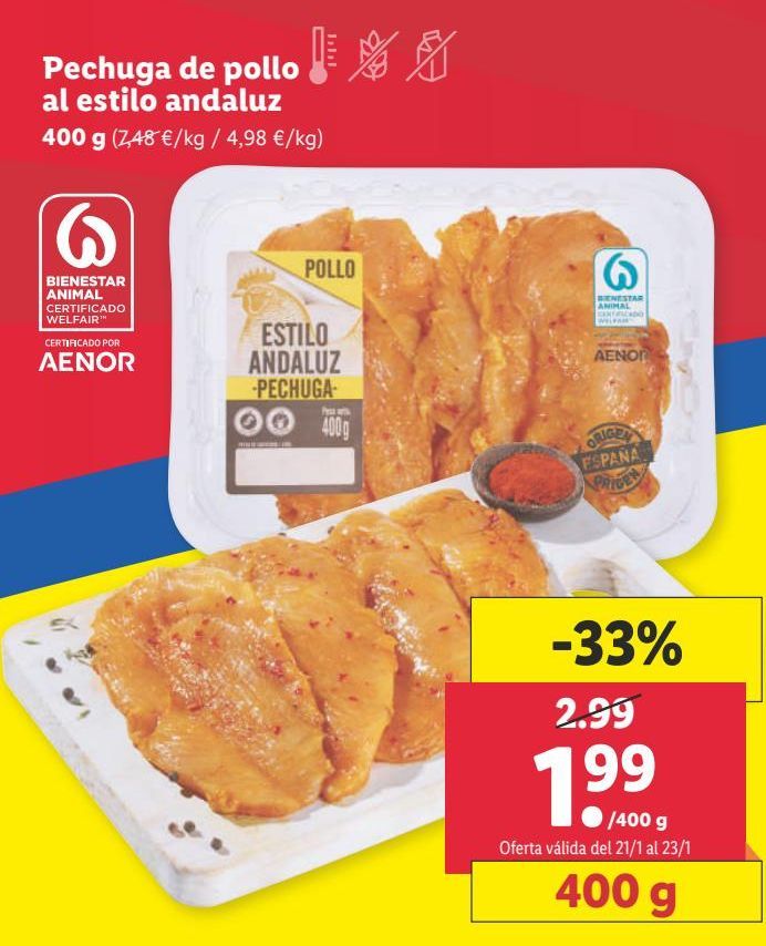 Oferta de Pechuga de pollo por 1,99€