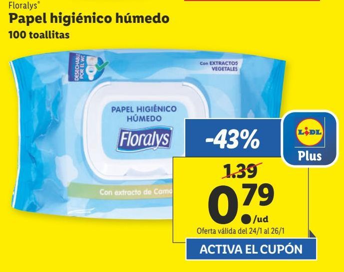 Oferta de Papel higiénico Floralys por 0,79€