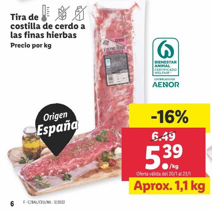 Oferta de Costillas de cerdo por 5,39€