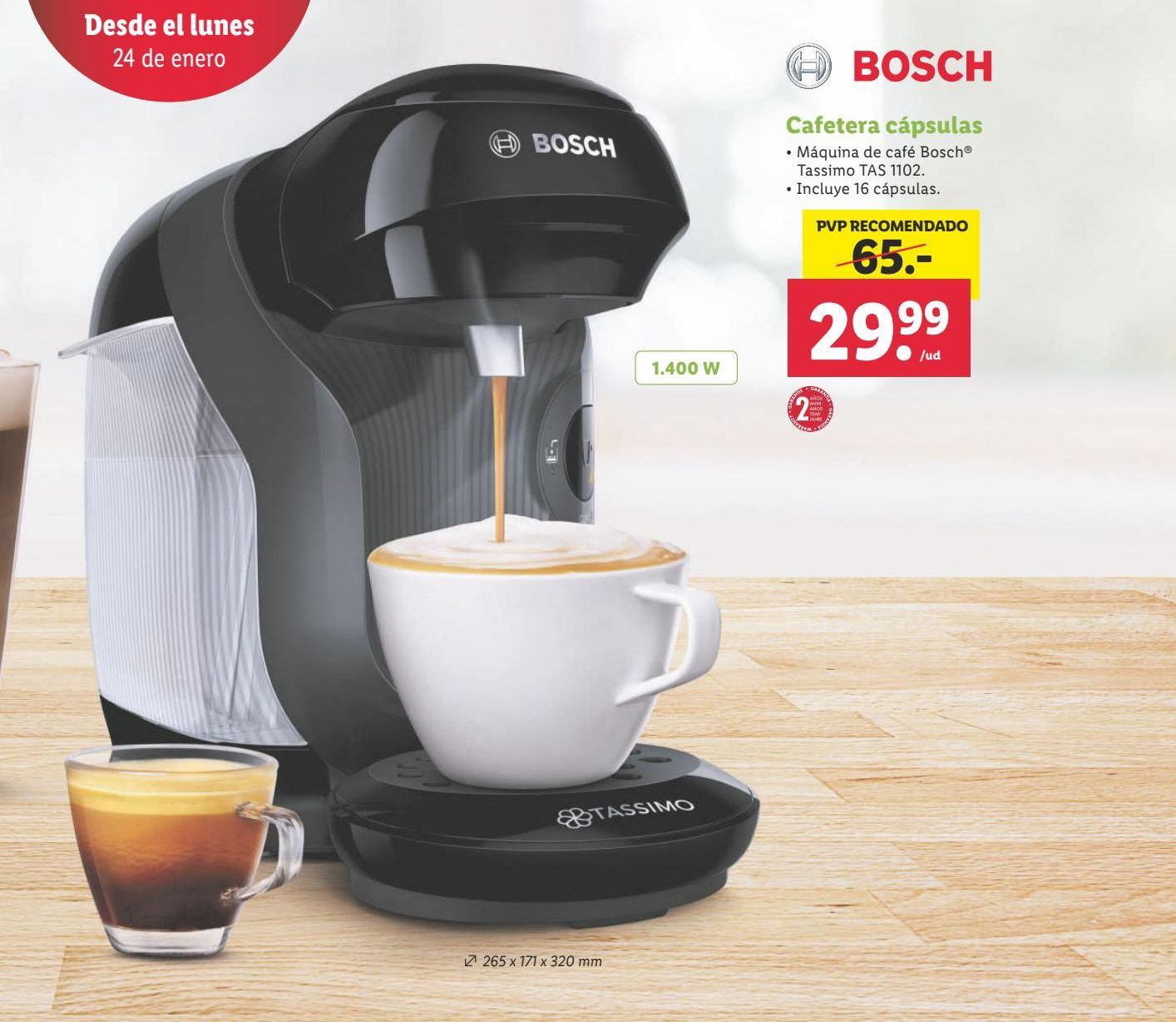Oferta de Cafetera de cápsulas Bosch por 29,99€