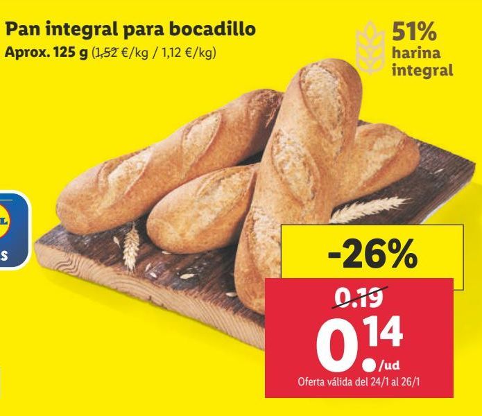 Oferta de Pan integral por 0,14€