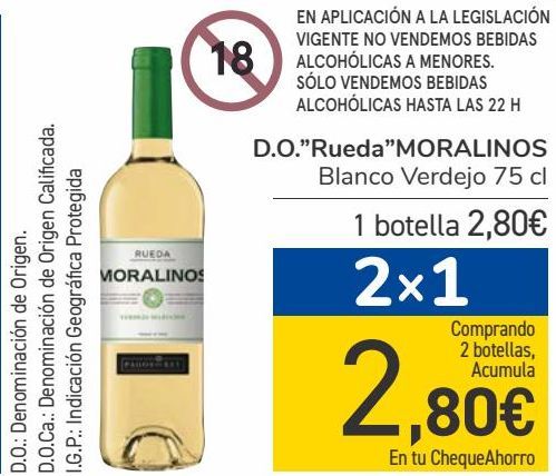 Oferta de D.O. ''Rueda'' MORALINOS  por 2,8€