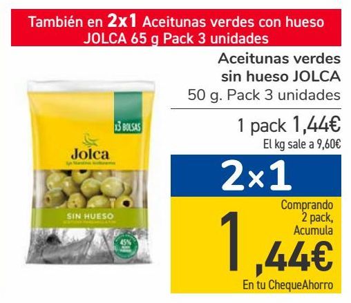 Oferta de Aceitunas verdes sin hueso JOLCA  por 1,44€