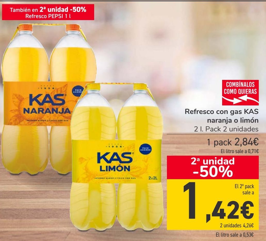 Oferta de Refresco con gas KAS naranja o limón  por 2,84€
