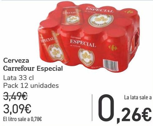Oferta de Cerveza Carrefour Especial  por 3,09€