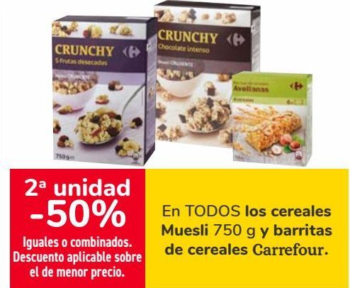 Oferta de En TODOS los cereales Muesli y barritas de cereales Carrefour  por 