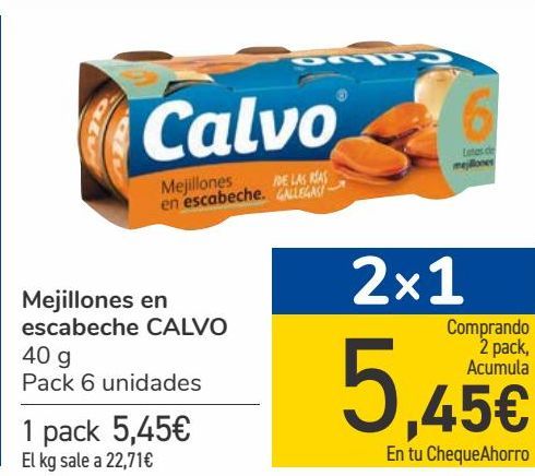 Oferta de Mejillones en escabeche CALVO  por 5,45€