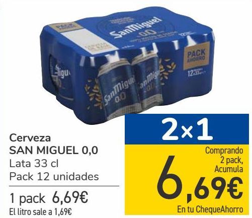 Oferta de Cerveza SAN MIGUEL 0,0  por 6,69€