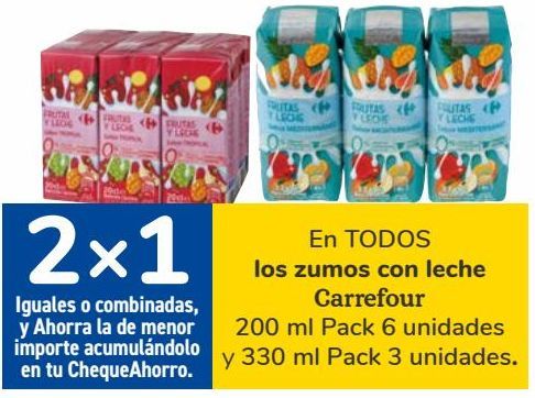 Oferta de En TODOS los zumos con leche Carrefour  por 