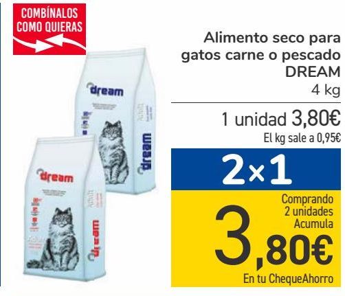Oferta de Alimento seco para gatos carne o pescado DREAM por 3,8€