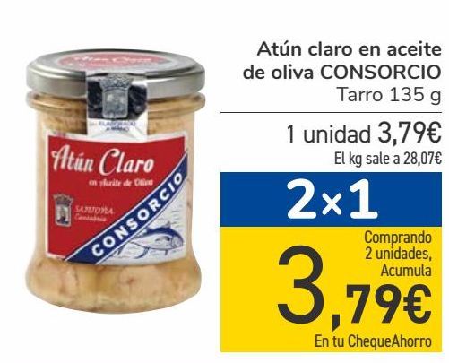 Oferta de Atún claro en aceite de oliva CONSORCIO  por 3,79€