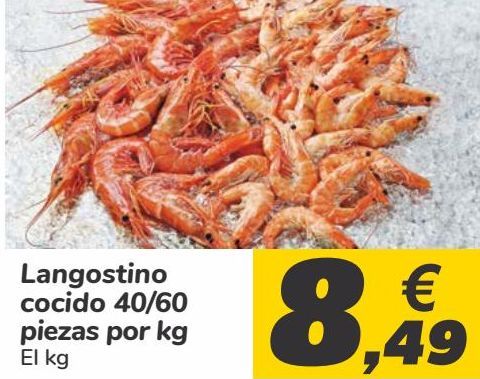 Oferta de Langostino cocido 40/60 piezas  por 8,49€
