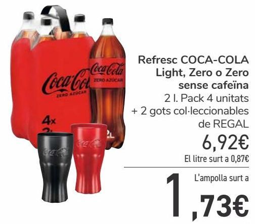 Oferta de Refresco COCA-COLA, COLA-COLA Light, Zero o Zero sin cafeína  por 6,92€