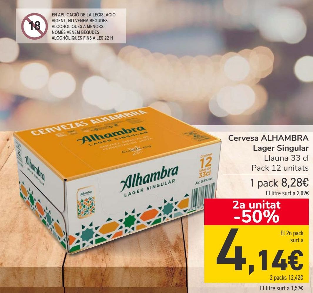 Oferta de Cerveza ALHAMBRA Lager Singular  por 8,28€