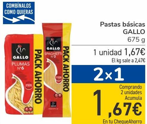 Oferta de Pasta básicas GALLO  por 1,67€