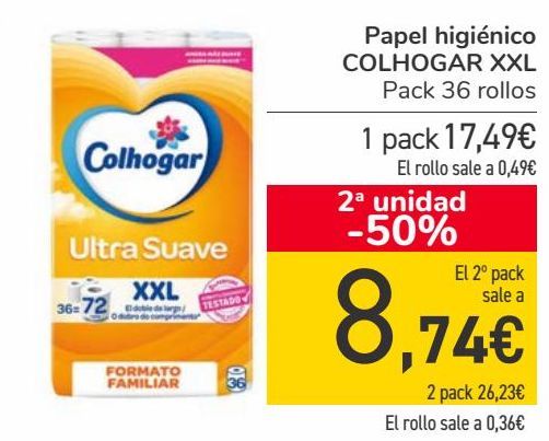 Oferta de Papel higiénico COLHOGAR XXL  por 17,49€
