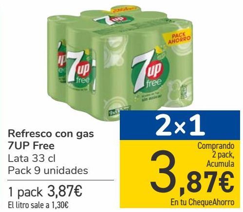 Oferta de Refresco con gas 7UP Free  por 3,87€