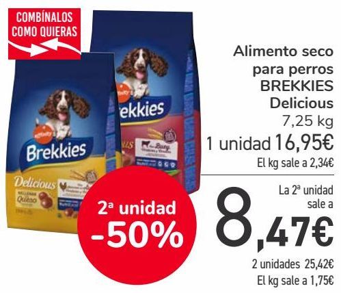 Oferta de Alimento seco para perros BREKKIES Delicious  por 16,95€