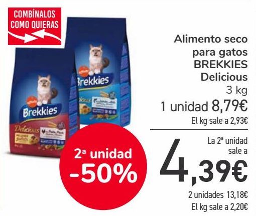 Oferta de Alimento seco para gatos BREKKIES Delicious  por 8,79€
