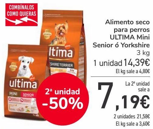 Oferta de Alimento seco para perros ULTIMA Mini Senior ó Yorkshire  por 14,39€