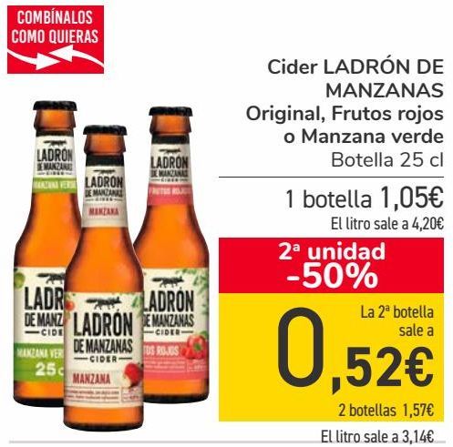 Oferta de Cider LADRÓN DE MANZANAS Original, Frutos rojos o Manzana verde  por 1,05€