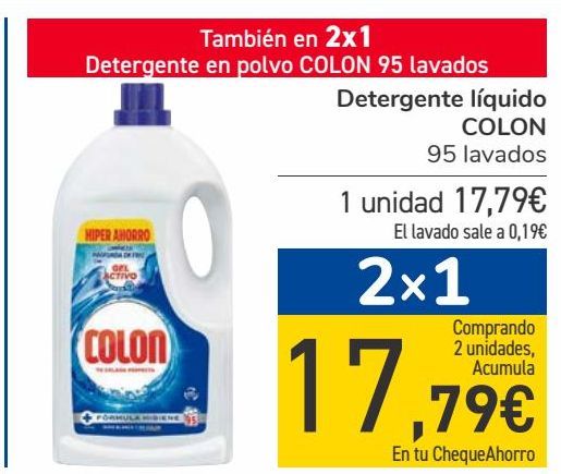 Oferta de Detergente líquido COLON  por 17,79€