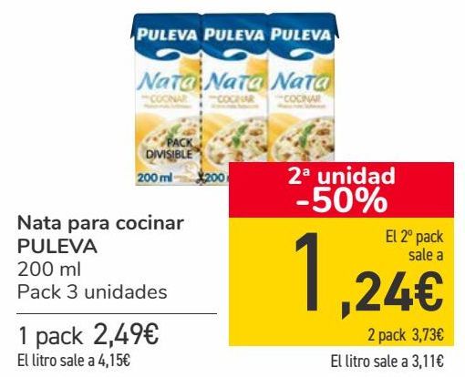 Oferta de Nata para cocinar PULEVA  por 2,49€